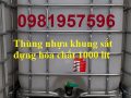 Thùng nhựa khung sắt đựng hóa chất 1000 lít, tank nhựa IBC 1000 lít, bồn nhựa khung sắt 1000 lít