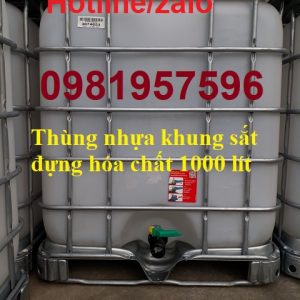 Thùng nhựa khung sắt đựng hóa chất 1000 lít, tank nhựa IBC 1000 lít, bồn nhựa khung sắt 1000 lít