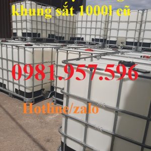 Bồn nhựa trắng có khung sắt, tank trắng 1000l, bồn 1000l đã qua sử dụng