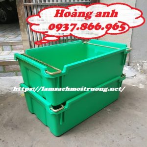 Bán thùng nhựa có quai sắt 2 đầu, thùng nhựa đặc, khay nhựa có quai hai đầu , thùng A2