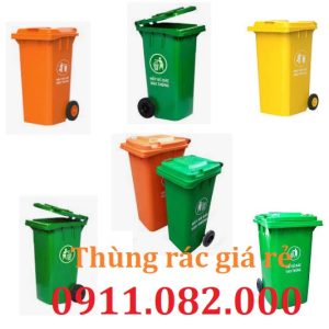 Thùng rác nhựa giá tốt- thùng rác 120l 240l 660l màu xanh, cam giá rẻ tại miền tây- lh 0911082000