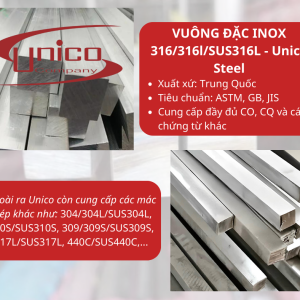 Inox vuông đặc 316/316L/SUS316L – Unico Steel