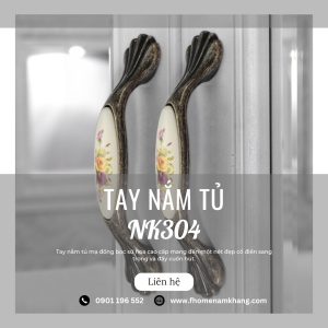 Tay nắm tủ mạ đồng cổ bọc sứ hoa cao cấp NK304 | Zalo 0901 196 552