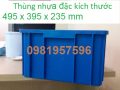 Thùng nhựa đặc kích thước 495 x 395 x 235 mm, khay nhựa, sóng nhựa bít