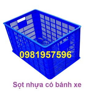 Sọt 5 bánh xe, sọt nhựa đựng hàng, sọt kéo hàng, sọt có bánh xe hàng loại 1