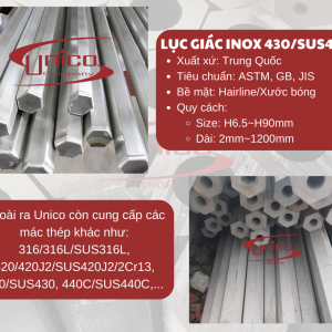 Lục giác inox 430/SUS430 – Unico Steel