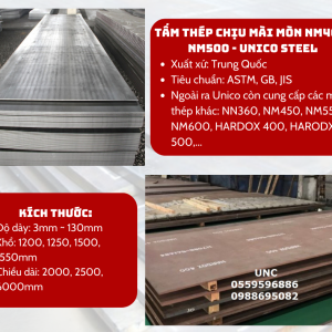 Thép tấm chịu mài mòn NM400, NM500 – Unico Steel