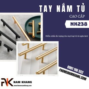 Tay nắm tủ bếp cao cấp dạng thanh tròn trơn NK238 | Zalo 0901 196 552